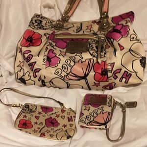 Coach Poppy 3 piece set gorgeous colors